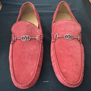 Louis Vuitton Suede Men"s Porto Vecchio Moccasin Loafers, M10.5, Red